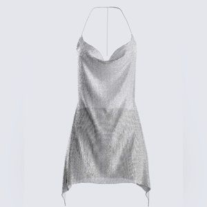 COPY - Chain mail Mini Dress in Metallic Silver